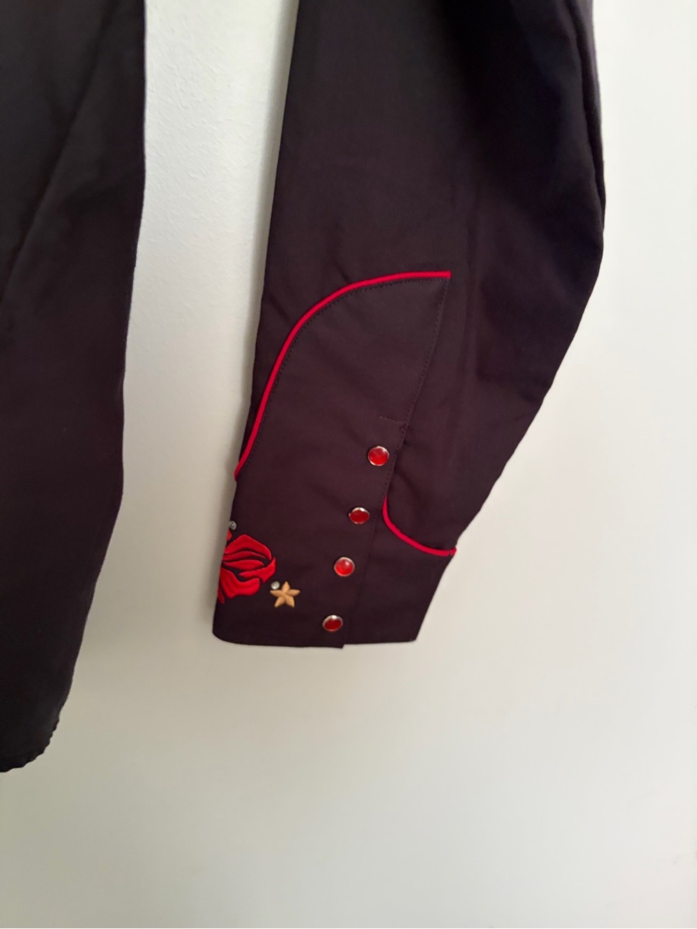 Ranger's Woman Black Western Shirt with Red Rose & Boot Embroidery - L - Picture 7 of 13